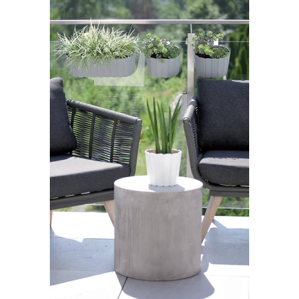 DDECZ400-S449 Oval balcony planter box for railings, with hooks, white