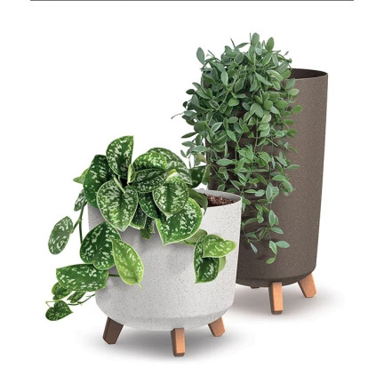 DGTL300L-S449 Plant pot with drainage holes, 30 cm tall, white tubular bowl