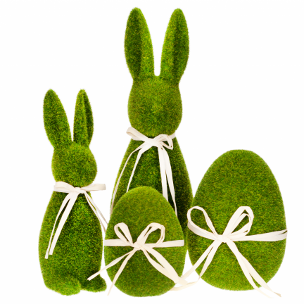 TG70664 KANINCHEN, BEFLOCKT, KUNSTSTOFF