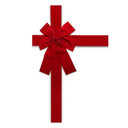 Ozdobná mašle na dveře, červená, elegantní, velurová, se suchým zipem a stuhou