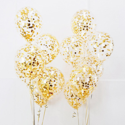 TG66226-1 GOLD KONFETTI LUFTBALLONS 100PCS TRANSPARENT GEBURTSTAG HOCHZEIT EMPFANG