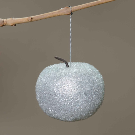 TG61386-1 Christbaumkugeln Apfel-Anhänger Glitzer-Apfel-Ornamente 9St. silber