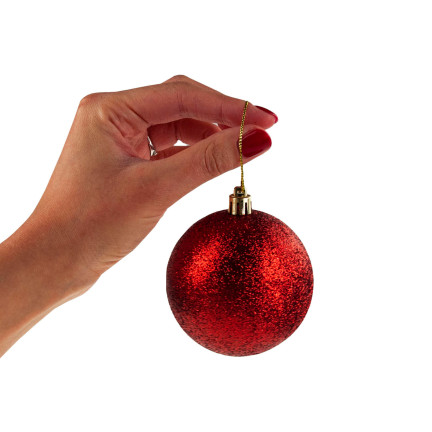 TG63172-3 Rotes Weihnachtsbaumschachtel-Set 6cm 6 Stück nicht abblätternde Weihnachtsbaumschachtel