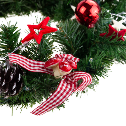 GOS0790 VÁNOČNÍ VĚNEC 15 SVĚTEL 40 CM ČERVENÝ A BÍLÝ