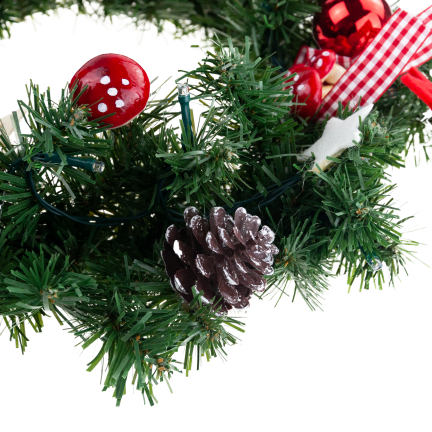 GOS0790 VÁNOČNÍ VĚNEC 15 SVĚTEL 40 CM ČERVENÝ A BÍLÝ