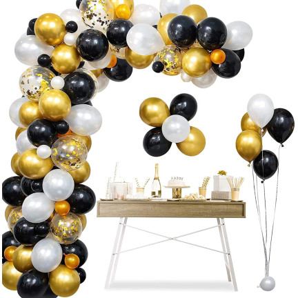 TG66228 BALLON GIRLANDA 120SZT GOLDEN CONFETTI SCHWARZ 5m BIRTHDAY BRIDAL MARRIAGE