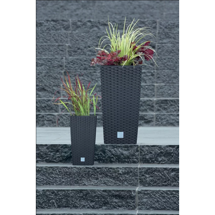 DRTS325-S433 Large Outdoor Rattan Planter, Anthracite, with Insert, Tall