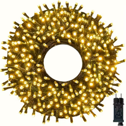 Led osvětlení 500l, teplá bílá, vánoční stromek, dovolená, vnitřní, venkovní, 3+25m