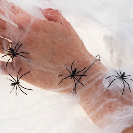 HL17 UMĚLÁ PAVUČINA 4 PAVOUCI HALLOWEENSKÁ DEKORACE
