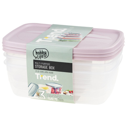 HOB021017 3ER-SET 2L RECHTECKIGE LEBENSMITTELBEHÄLTER