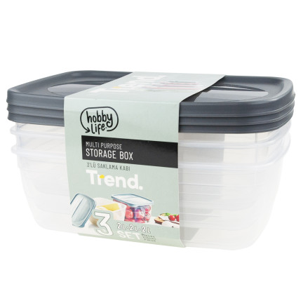 HOB021017 3ER-SET 2L RECHTECKIGE LEBENSMITTELBEHÄLTER