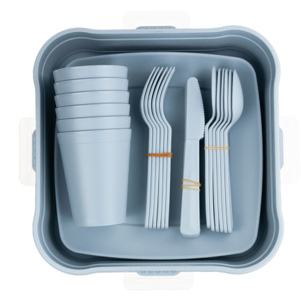 HOB031289 PICKNICK SET 32 TEILE TASSEN BESTECK BEHÄLTER