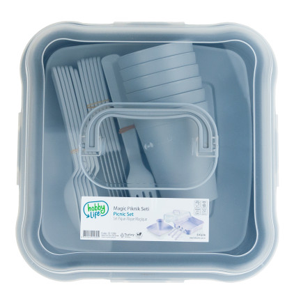 HOB031289 PICKNICK SET 32 TEILE TASSEN BESTECK BEHÄLTER