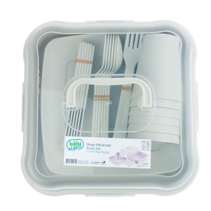 HOB031289 PICKNICK SET 32 TEILE TASSEN BESTECK BEHÄLTER