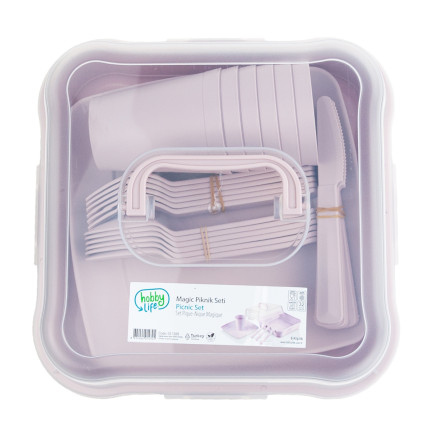 HOB031289 PICKNICK SET 32 TEILE TASSEN BESTECK BEHÄLTER