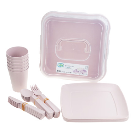 HOB031289 PICKNICK SET 32 TEILE TASSEN BESTECK BEHÄLTER