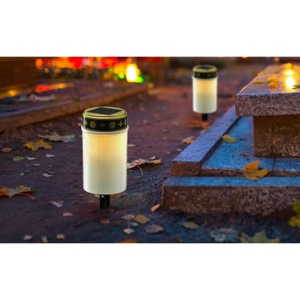 TG80339-1 SOLÁRNÍ LED SVÍČKA HROB LAMPA HŘBITOV SOCHA TEPLÉ SVĚTLO