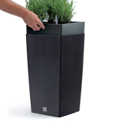 DRTS170-S433 Outdoor Rattan Planter, Anthracite, with Insert, Tall