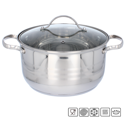 KIR2544 NEREZOVÝ HRNEC 4,0 L S POKLICÍ 22 CM INDUKCE