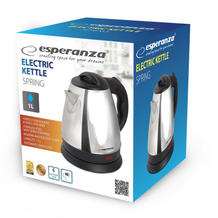 EKK116S ESPERANZA BEZPRZEWODOWY CZAJNIK ELEKTRYCZNY SPRING 1.0L SREBRNY