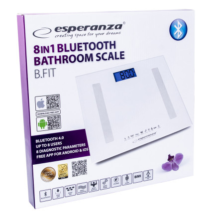 EBS016W ESPERANZA 8IN1 BADEZIMMERWAAGE MIT
BLUETOOTH-FUNKTION B.FIT WEISS
