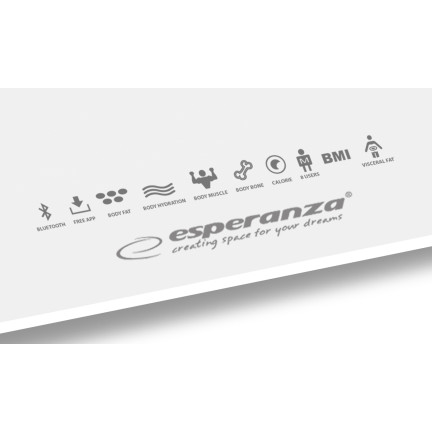 EBS016W ESPERANZA 8IN1 BADEZIMMERWAAGE MIT
BLUETOOTH-FUNKTION B.FIT WEISS