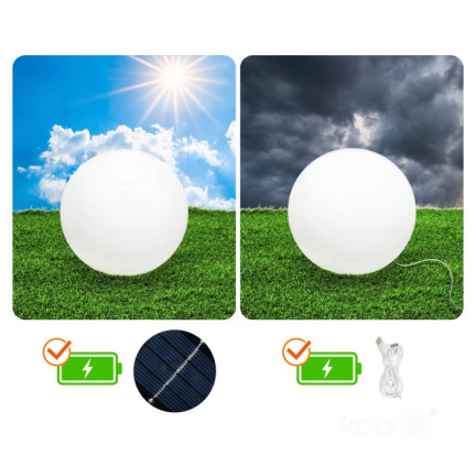 TG45639 Solar Ball LED Garden Light, White + RGB, 20 cm