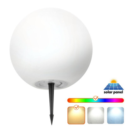 TG45639 Solar Ball LED Garden Light, White + RGB, 20 cm