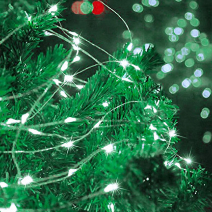 TG66254-1 Světla na vánoční stromek na šňůře 40 LED MIKRO GIRLANDS COLD WHITE AA LIGHTS