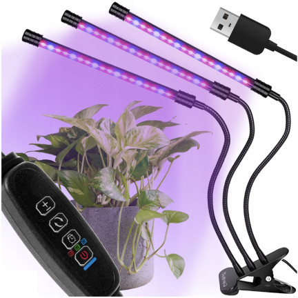 IM010 3 ARM PFLANZENWACHSTUM LICHT 60 LED TIMER + FERNBEDIENUNG