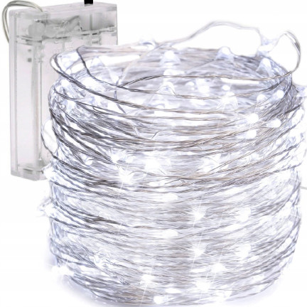 TG66263-1 DRAHT LICHTER 80 LED MIKRO GIRLANDE KALT WEISS AA