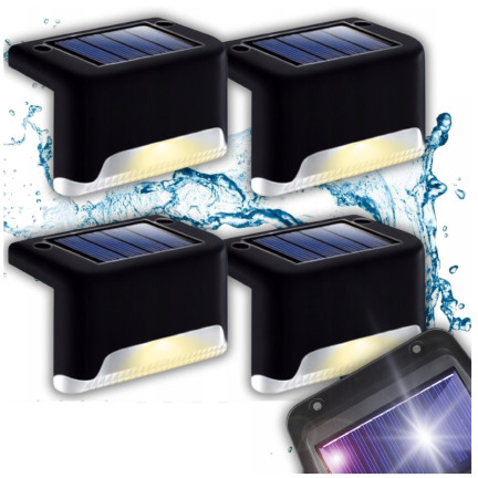 TG77660 SOLARLEUCHTEN 4 STÜCK. SOLAR LED GARTEN LICHTER FÜR TREPPEN TERRASSE ZAUN DÄMMERUNGSSENSOR