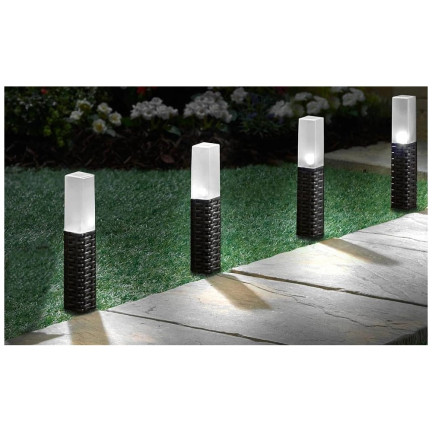 TG66774 SOLÁRNÍ ZAHRADNÍ LAMPA RATAN VEDL SVĚTLA 4KS PÓL POHÁNĚNÝ SOLÁRNÍ PANEL