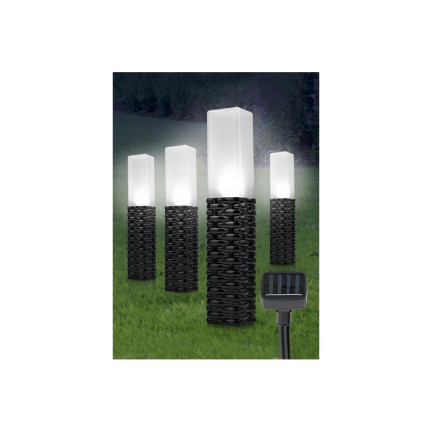TG66774 SOLÁRNÍ ZAHRADNÍ LAMPA RATAN VEDL SVĚTLA 4KS PÓL POHÁNĚNÝ SOLÁRNÍ PANEL