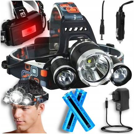 TG63200 ZOOM LED ZOOM CREE XML T6 HEADLIGHT 2 dobíjecí baterie + 2 nabíječky