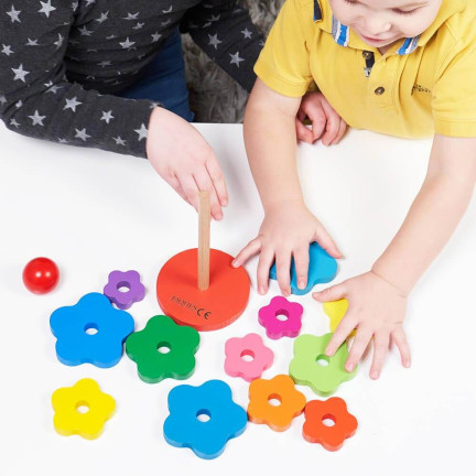 TG67026 PIRAMID SORTER Montessori VĚŽOVÉ DŘEVĚNÉ BLOKY Puzzle