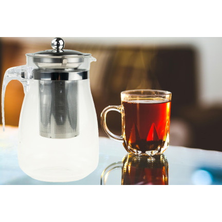 LUT1557 HITZEBESTÄNDIGE KANNE MIT METALLBRÜHDECKEL 900ML