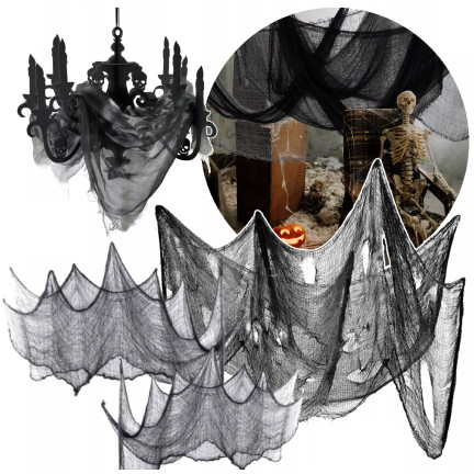 Künstliches Spinnennetz, schwarzes Netz, Halloween-Dekoration, universell einsetzbar, Größe 80x200 cm