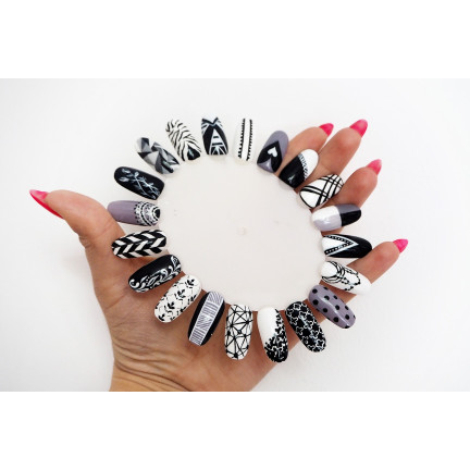 AG563 NAIL ART VZORY NAIL ART ŠABLONY NAIL TIPY HYBRIDNÍ