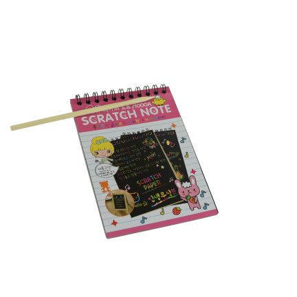 TG67341 SCRATCHBOARD A6 RAINBOW COLORING BOOK SCRATCHBOARD STYLUS NOTEBOOK BLACK NOTEBOOK