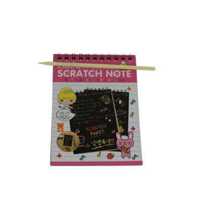 TG67341 SCRATCHBOARD A6 RAINBOW COLORING BOOK SCRATCHBOARD STYLUS NOTEBOOK BLACK NOTEBOOK