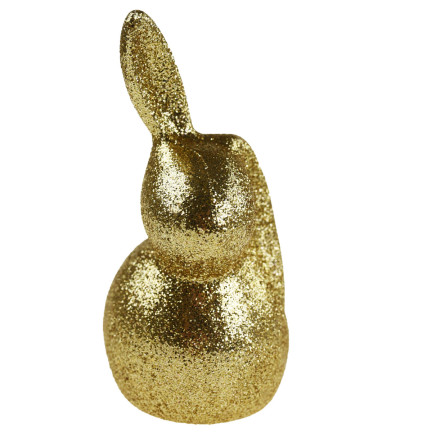 TG63604-2 OSTERHASE KANINCHEN GLITTER GOLD DEKORATION ORNAMENT FÜR TISCHDEKORATIONEN