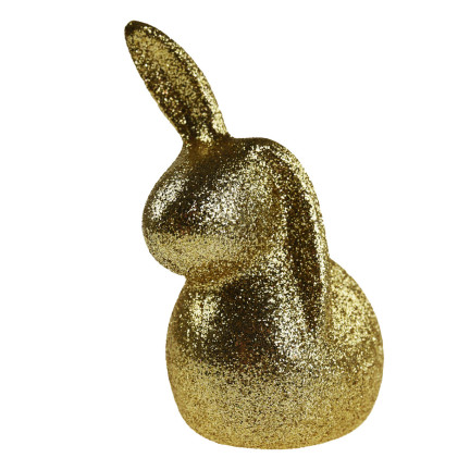 TG63604-2 OSTERHASE KANINCHEN GLITTER GOLD DEKORATION ORNAMENT FÜR TISCHDEKORATIONEN