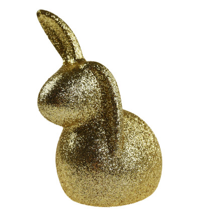 TG63604-2 OSTERHASE KANINCHEN GLITTER GOLD DEKORATION ORNAMENT FÜR TISCHDEKORATIONEN