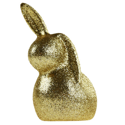 TG63604-2 OSTERHASE KANINCHEN GLITTER GOLD DEKORATION ORNAMENT FÜR TISCHDEKORATIONEN