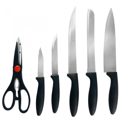 NIF9352 6-TEILIGES SET IM HOLZBLOCK 5 MESSER + SCHERE