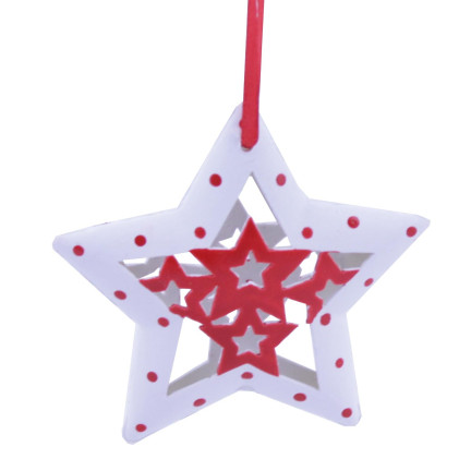UAN5389 WEIHNACHTSBAUM STERNE DURCHBROCHEN 8CM 6 STÜCK KUGELN ANHÄNGER