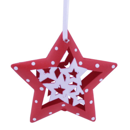 UAN5389 WEIHNACHTSBAUM STERNE DURCHBROCHEN 8CM 6 STÜCK KUGELN ANHÄNGER