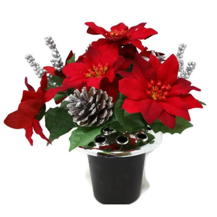 CV19864 BETLÉMSKÁ HVĚZDA V KVĚTINÁČI UMĚLÁ VELUROVÁ POINSETTIE REALISTICKÁ