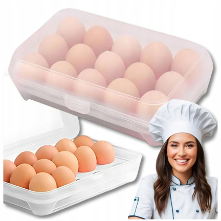 TG80433 EIERBEHÄLTER EIER-ORGANIZER-BOX KÜHLSCHRANKBOX MIT VERSCHLUSS FÜR 15 EIER